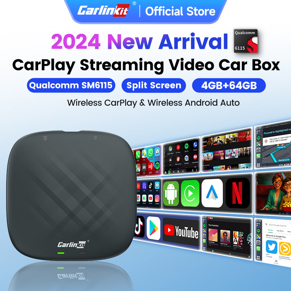 CarlinKit QCM 6115 Wireless CarPlay Android TV Ai Box For Netflix Wireless  Android Auto Video Streaming Box 2.4&5Ghz Wifi BT FOTA Upgrade