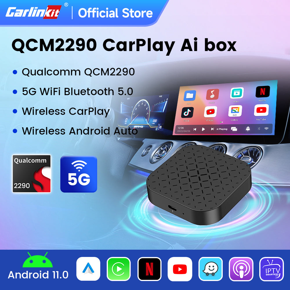 Android 11 Carlinkit Tbox Basic Netflix Ai Box Wireless Android Auto  CarPlay QCM 2290 4-Cores 2G+16G For YouTube IPTV