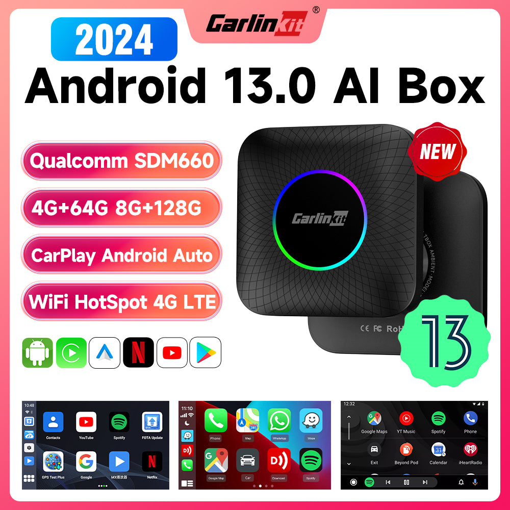 CarlinKit Tbox Ambient Android 13.0 画面2分割 ハンズフリー ...
