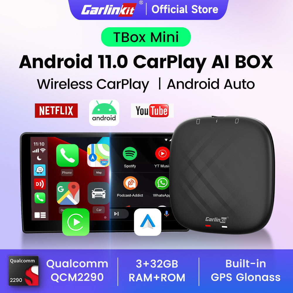 Carlinkit Android 11 CarPlay TBox Mini Wireless Android Auto & Apple CarPlay Google Play YouTube Netflix Spotify USB Adapter