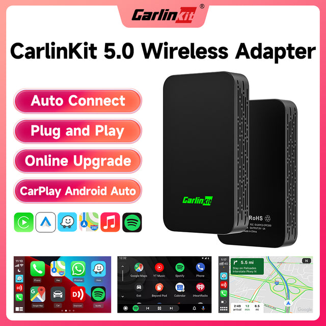Carlinkit 5.0 & 4.0 Android Auto Wireless Apple Carplay Ai Box Bt5.2  Wifi 5.8ghz Auto-connect Ota Upgrade For Ios &android Phone