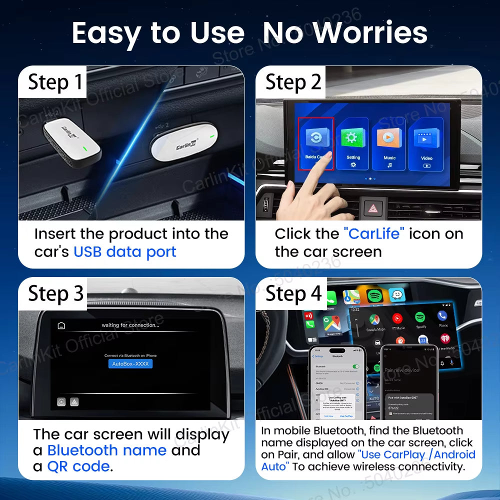 CarlinKit New Baidu CarLife to Wireless CarPlay Android Auto Wireless Auto Connect Original Car Radio Upgrade For Changan Geely