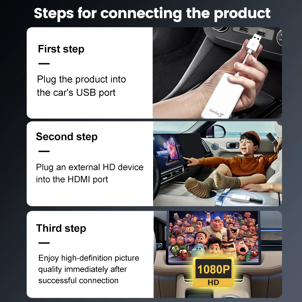 Carlinkit New Smart USB HDMI Adapter-Car 4K HD Output Video Dongle Support TV Streaming Stick Entertainment Watch Movies, Shows, and Live TV in 1080p, 60pfs, Game Consoles,  Laptops