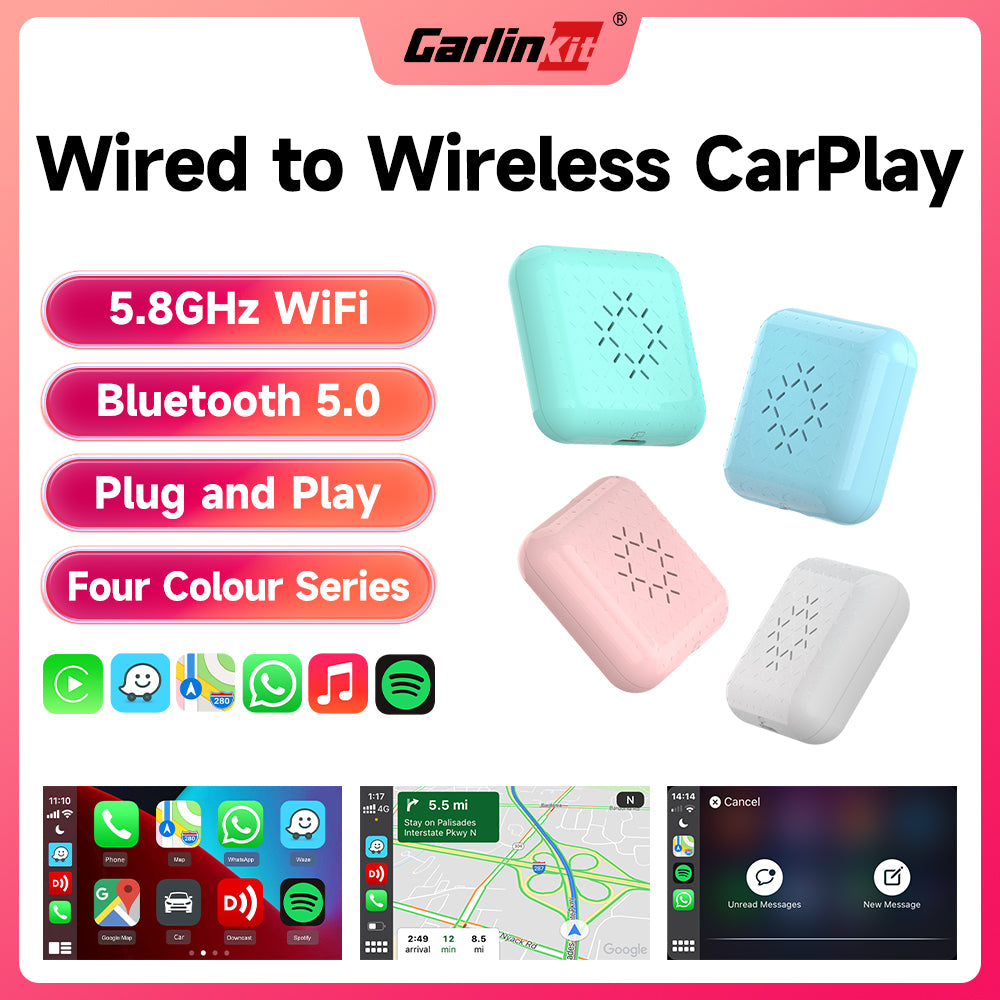 Adaptateur CarPlay sans fil pour iPhone, dongle USB , conversion de CarPlay  filaire en réseau sans fil, Bluetooth, connexion automatique au WiFi 5