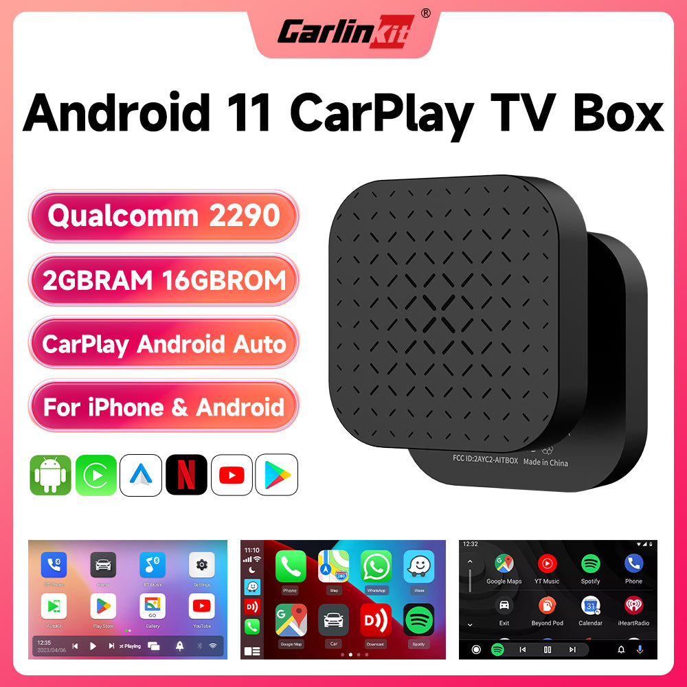 CarlinKit Android 12 CarPlay Ai Box Plus, 4 GB+64 GB, Snapdragon QCM  6125,Support Wireless CarPlay/Wireless Android Auto, Google Play Store,  Netflix