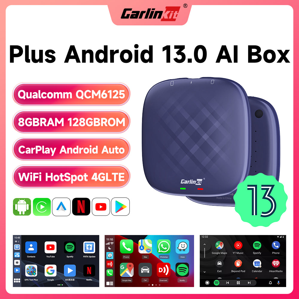Android 13 CarlinKit Android Auto Wireless CarPlay AI TV Box QCM6125 8-Core  Split Screen 64G 128G For OEM Wired CarPlay
