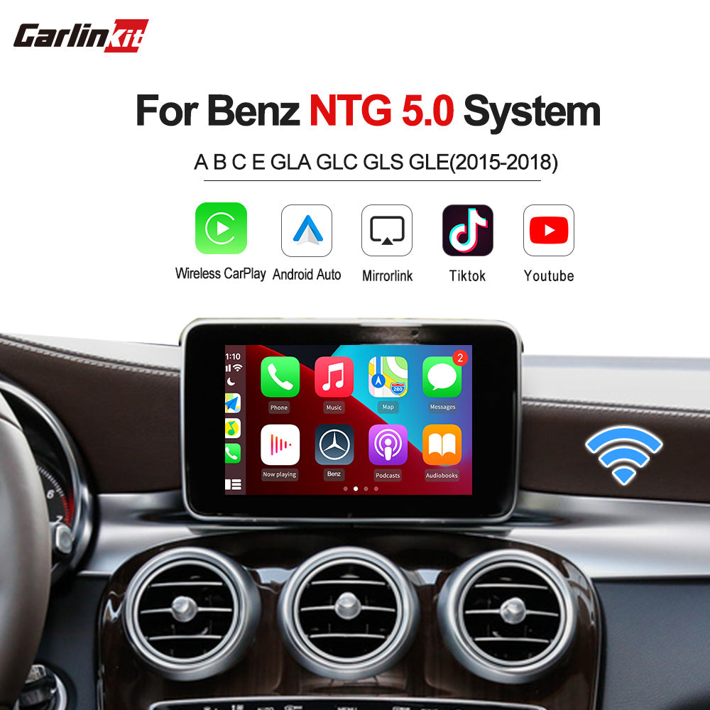 Carlinkit 2.0 Wireless Auto Smart Box for Mercedes Benz NTG 5.0 2015-2018 CarPlay Android Auto Mirrorlink Support Reverse Camera