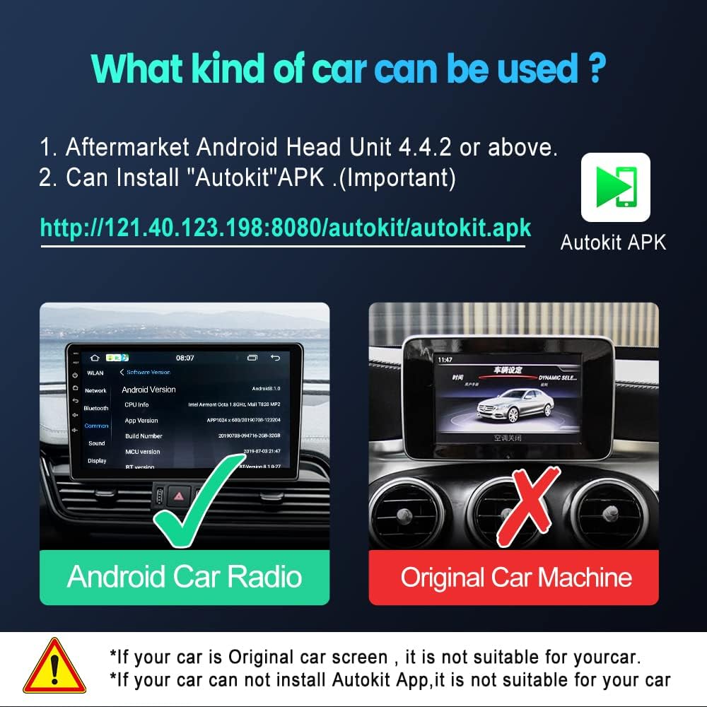  CarlinKit CarPlay Dongle only for Car with Android Head Unit  System 4.4.0+,New Upgrade Version,Built-in APK App,Support Wired/Wireless  CarPlay,Wired/Wireless Android Auto,Online Upgrade etc. : Electronics