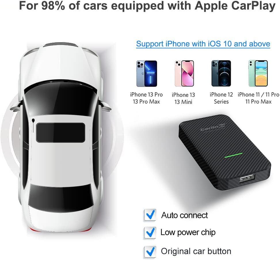Wireless Carplay For Wired Carplay Car Wireless Fast And Easy Use Fit For  From 2015 & Ios 10+(black