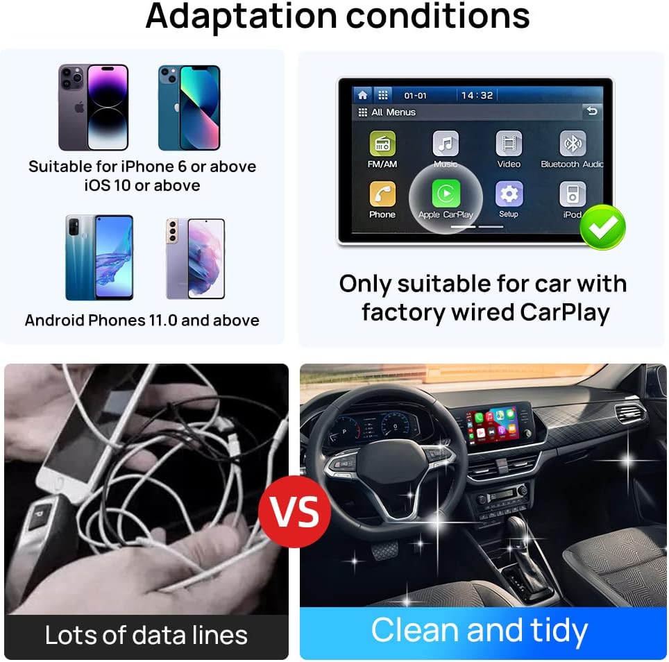 Carlinkit Android 11 CarPlay TBox Mini Wireless Android Auto & Apple  CarPlay Google Play  Netflix Spotify USB Adapter